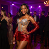 Sexy Red Sweetheart Beaded Sleeveless Homecoming Dresses Panel Train Satin Short Mini Dresses With Rhinestones